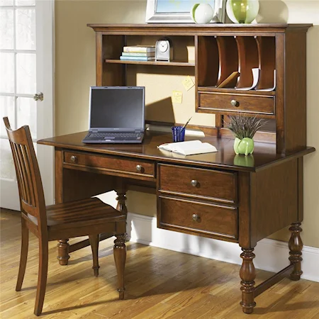 Writing Desk and Hutch with Antique Brass Hardware